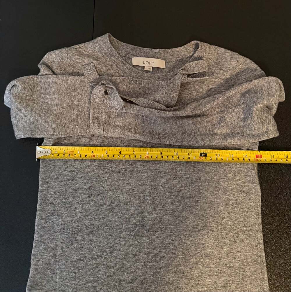 LOFT Gray Marled Tie-Cuff Crewneck Pullover Sweater-XS - Picture 6 of 6